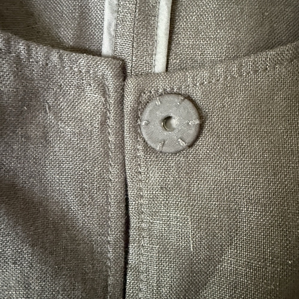 Talbots Jacket Size Large Solid Black 100% Irish Linen Long Blazer Coat Topper - Picture 4 of 6